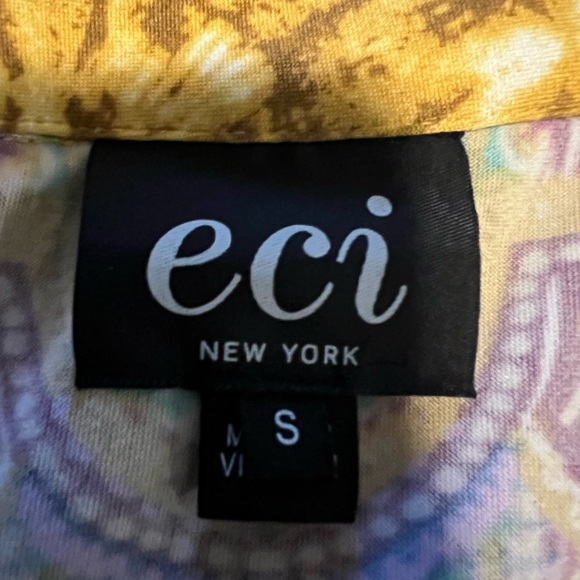 NWOT ECI New York Yellow | Purple printed maxi dress size S - Picture 9 of 10